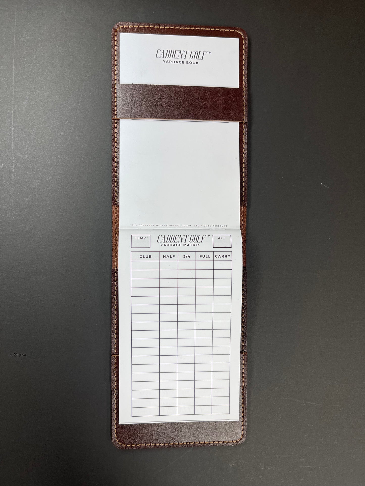 Leather Golf Yardage Book Cover With Built In Pencil Holder.  Personalization Available.