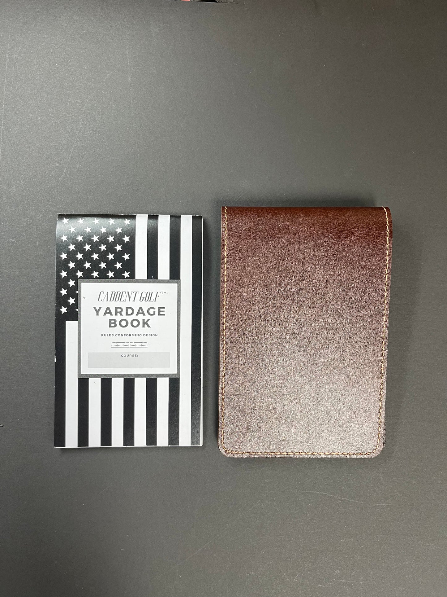 Leather Golf Yardage Book Cover With Built In Pencil Holder.  Personalization Available.