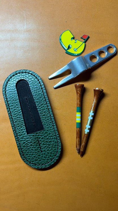 Pocket Caddy for Scotty Cameron Pivot Tool & Golf Tees. Pocket for 1.5 inch Ball Marker. Handmade. Dollaro Leather