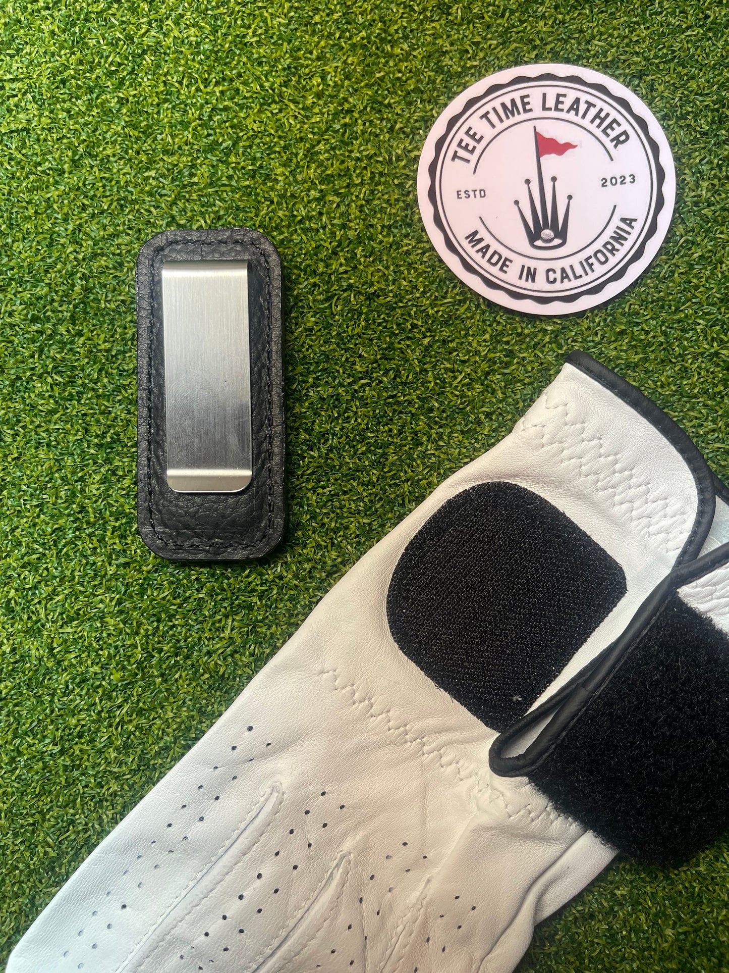 Clip-on Golf Glove Holder in Black Elephant Print. Jordan 3 Cement Inspired