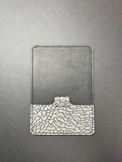 Golf Score Card Holder With Built In Pencil Holder. Jordan Cement 3 Inspired Elephant Print Leather and Black Kodiak Leather