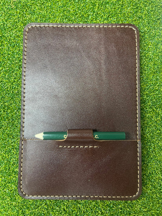 Golf Score Card Holder With Built In Pencil Holder. Burgundy Latigo Leather. Personalization Available.
