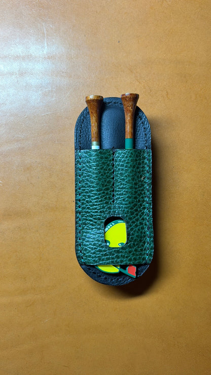 Pocket Caddy for Scotty Cameron Pivot Tool & Golf Tees. Pocket for 1.5 inch Ball Marker. Handmade. Dollaro Leather