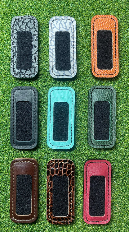 Clip-on Golf Glove Holder in Black Leather. Handmade in California