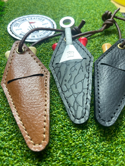 Leather holder for Tomo Golf Ninja Divot Tool and Golf Tees