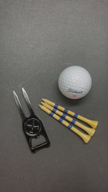 Golf Pocket Organizer. Divot Tool and Golf Tee Holder. Black with Elephant Print Accent