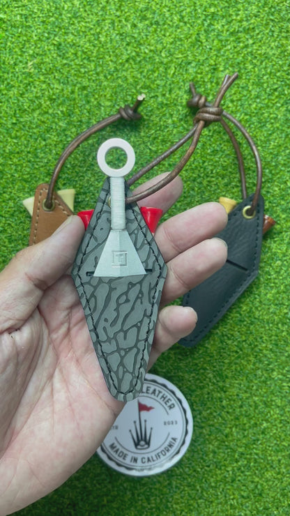 Leather holder for Tomo Golf Ninja Divot Tool and Golf Tees